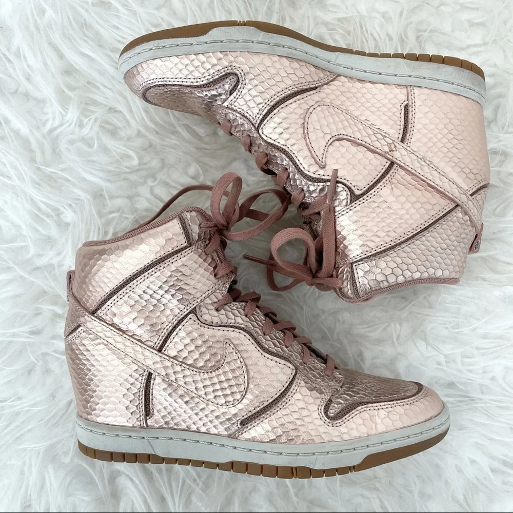 Nike Women's Metallic Rose Gold High-Top Sneakers